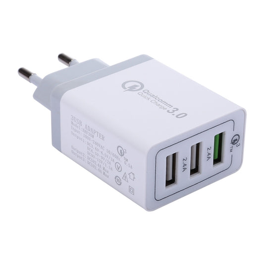 XHF30W 3 QC3.0 USB Fast Charging Wall Charger, EU Plug by buy2fix