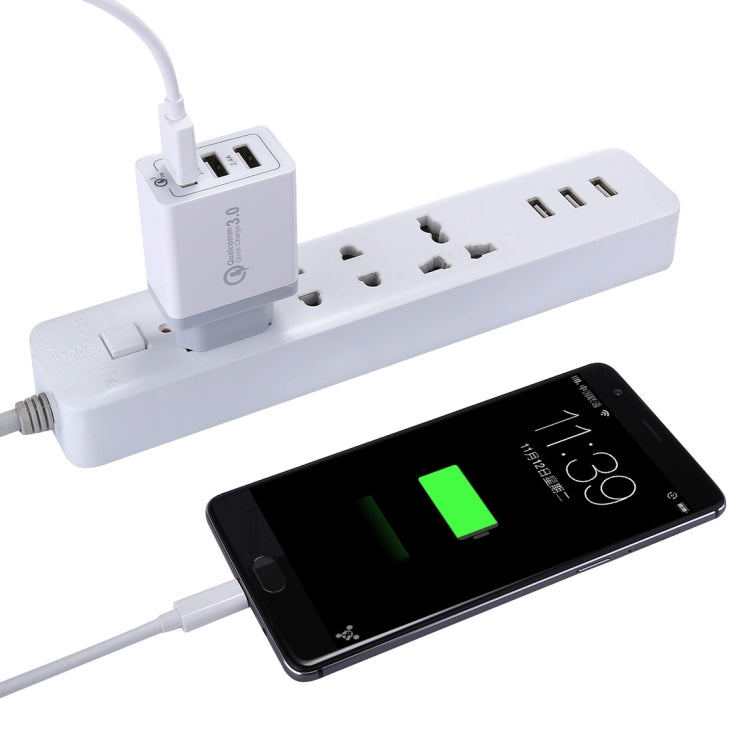XHF30W 3 QC3.0 USB Fast Charging Wall Charger, EU Plug by buy2fix
