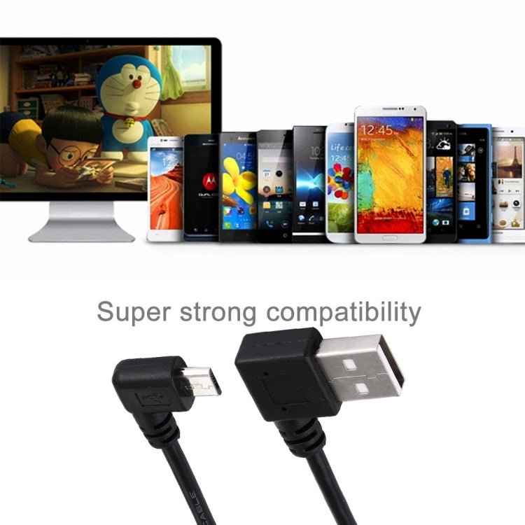 20cm USB 2.0 Male Angle Left to Left Turn Micro USB Male Angle Data Charging Cable by buy2fix
