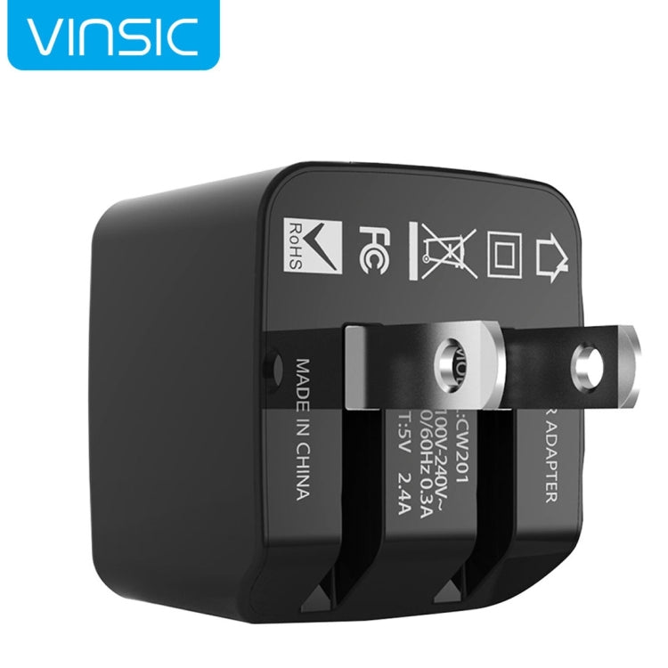 Vinsic 12W 5V 2.4A Output Dual USB Wall Charger USB Charger Adapter by VINSIC
