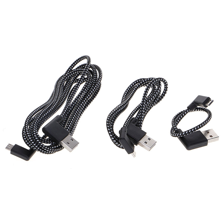 20cm 2A USB to Micro USB Weave Style Double Elbow Data Sync Charging Cable, For Samsung / Huawei / Xiaomi / Meizu / LG / HTC(Black) by buy2fix