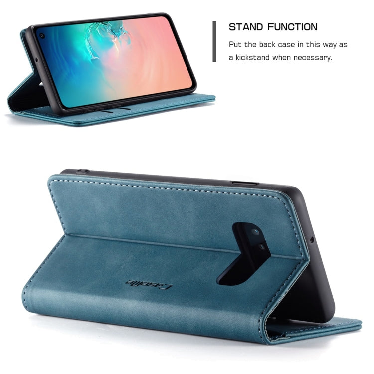 CaseMe-013 Multifunctional Retro Frosted Horizontal Flip Leather Case for Galaxy S10 E, with Card Slot & Holder & Wallet (Blue) by CaseMe
