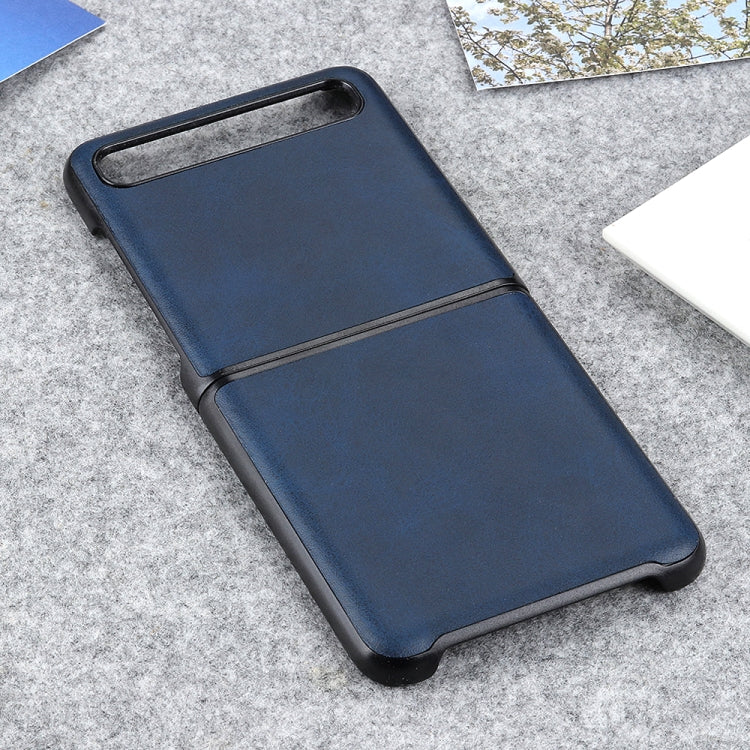 For Galaxy Z Flip Two-color Cow Leather Texture Folding Protective Case(Blue) by buy2fix