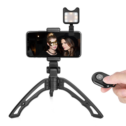 APEXEL Portable Handheld Lazy Live Broadcast Desktop Folding Universal Bluetooth Tripod Phone Holder with Flashlight by APEXEL