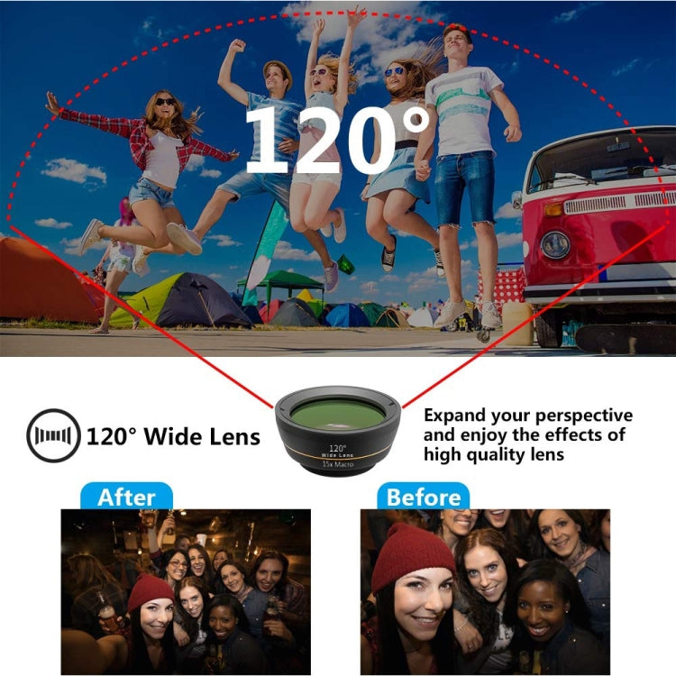 APEXEL APL-DG6V2 6 in 1 Universal External 2X Telephone+210 Degrees Fisheye+15X Macro+120 degree Wide-angle+CPL+Star Filter Lens by APEXEL