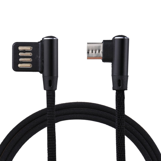 1m 2.4A Output USB to Micro USB Double Elbow Design Nylon Weave Style Data Sync Charging Cable, For Samsung, Huawei, Xiaomi, HTC, LG, Sony, Lenovo and other Smartphones(Black) by buy2fix