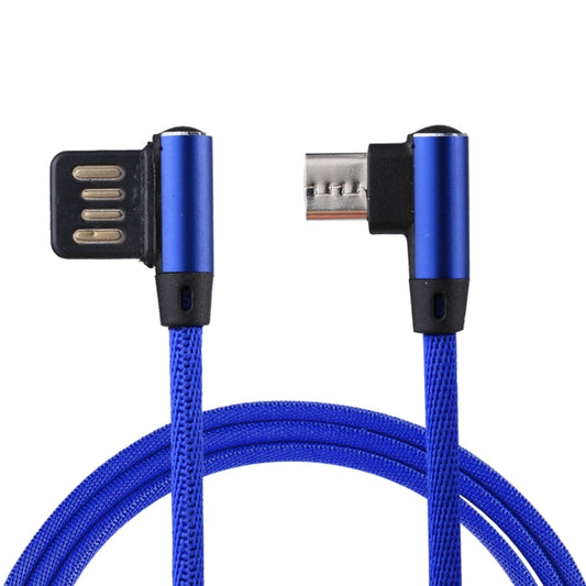 1m 2.4A Output USB to Micro USB Double Elbow Design Nylon Weave Style Data Sync Charging Cable, For Samsung, Huawei, Xiaomi, HTC, LG, Sony, Lenovo and other Smartphones(Dark Blue) by buy2fix