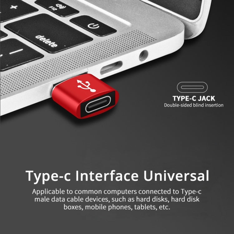 USB-C / Type-C Female to USB 2.0 Male Aluminum Alloy Adapter, Support Charging & Transmission(Red) by buy2fix