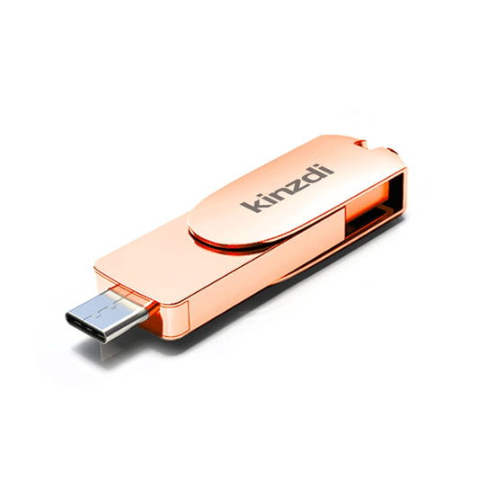 Kinzdi 64GB USB 3.0 + Type-C 3.0 Interface Metal Twister Flash Disk V11 (Rose Gold) by Kinzdi