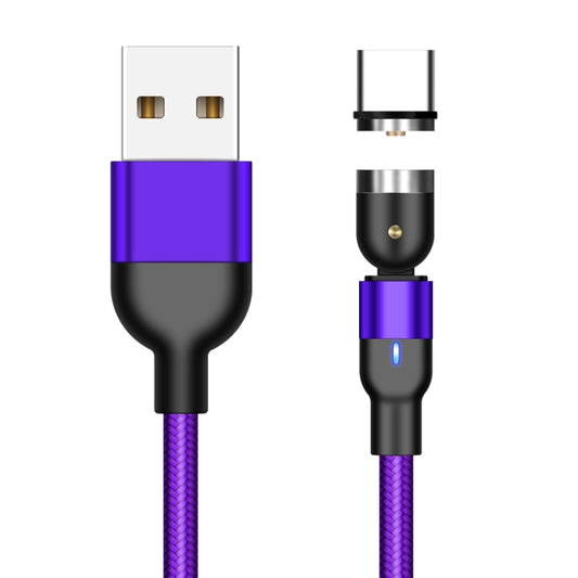 1m 2A Output USB to USB-C / Type-C Nylon Braided Rotate Magnetic Charging Cable(Purple) by buy2fix