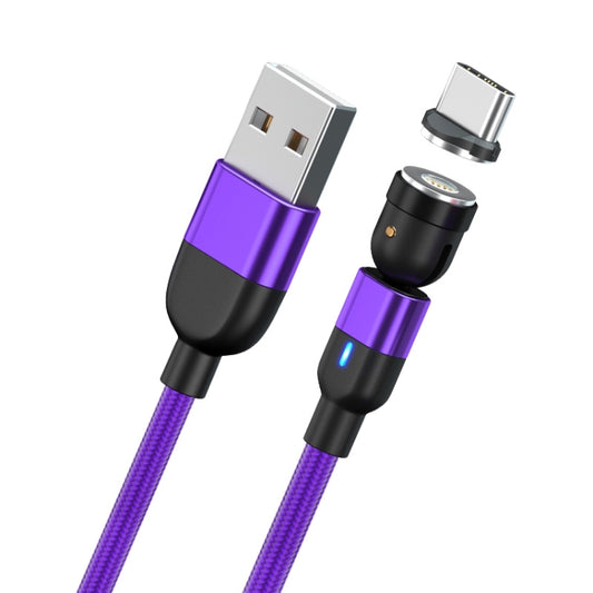 2m 3A Output USB to USB-C / Type-C 540 Degree Rotating Magnetic Data Sync Charging Cable (Purple) by buy2fix