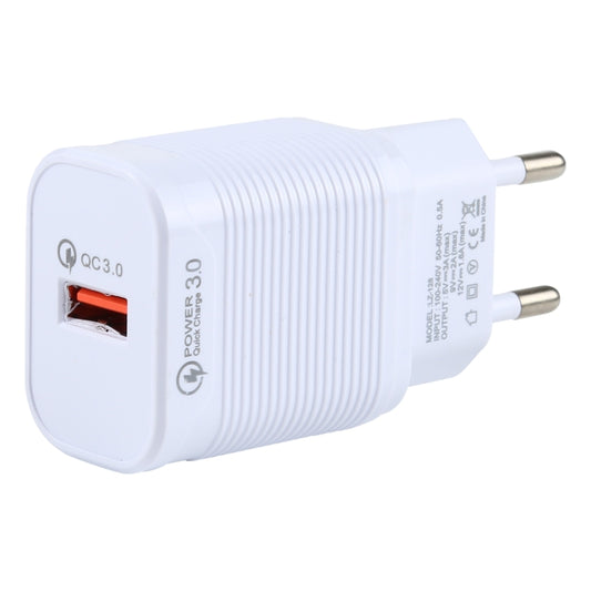 LZ-728 2 in 1 18W QC 3.0 USB Interface Travel Charger + USB to USB-C / Type-C Data Cable Set, EU Plug, Cable Length: 1m(White) by buy2fix