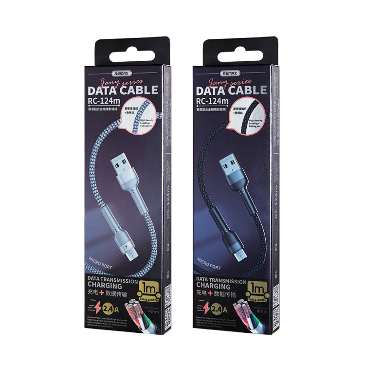 REMAX RC-124m 1m 2.4A USB to Micro USB Aluminum Alloy Braid Fast Charging Data Cable(Silver) by REMAX