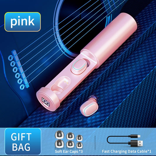 C1 Bluetooth 5.0 TWS Circular Chimney Touch Digital Display True Wireless Bluetooth Earphone with Charging Box(Pink) by buy2fix