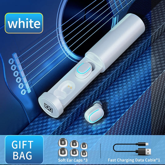 C1 Bluetooth 5.0 TWS Circular Chimney Touch Digital Display True Wireless Bluetooth Earphone with Charging Box(White) by buy2fix