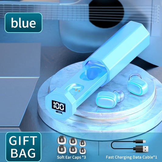 C1 Bluetooth 5.0 TWS Polygonal Touch Digital Display True Wireless Bluetooth Earphone with Charging Box(Blue) by buy2fix