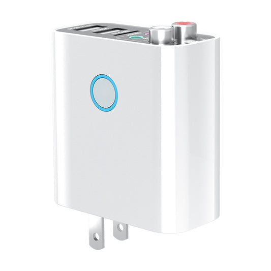 K16 2 in 1 3.5mm AUX + RAC Dual Output Plug-in Bluetooth 5.0 Audio Transmitter Receiver with Remote Control, US Plug (White) by buy2fix