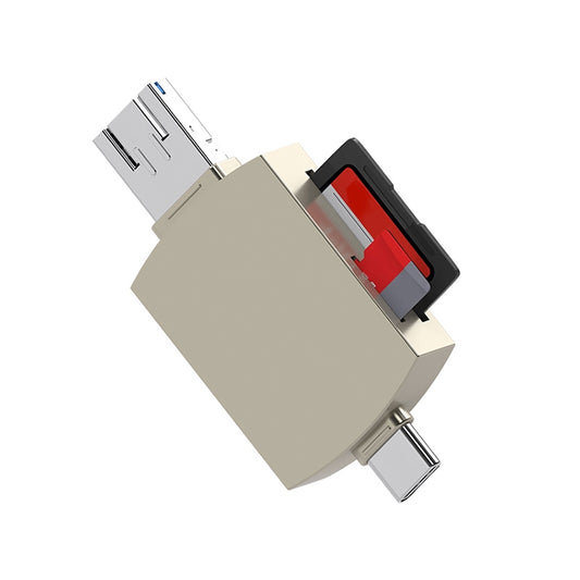 3 in 1 USB-C / Type-C to USB + Micro USB OTG Adapter TF / SD Card Card Reader(Gold) by buy2fix