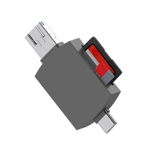 3 in 1 USB-C / Type-C to USB + Micro USB OTG Adapter TF / SD Card Card Reader(Tarnish) by buy2fix