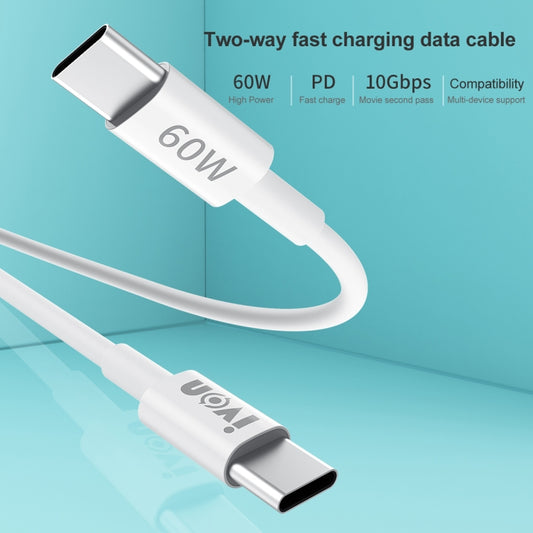 IVON CA203 60W PD USB-C / Type-C to USB-C / Type-C Fast Charging Data Cable, Cable Length: 1m by IVON