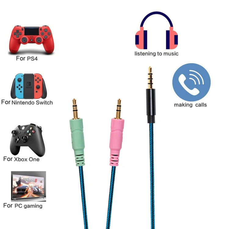 ZS0158 Straight Plug + Adapter Cable Gaming Headset Audio Cable for SteelSeries Arctis 3 / 5 / 7 (Blue) by buy2fix