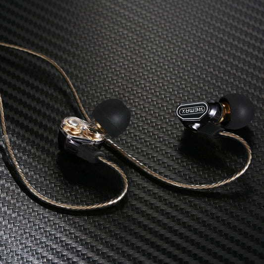 REMAX Multi-function Dual Moving Coil 3.5mm In-Ear Wired Music Earphone with Wire Control & MIC, For iPad, Laptop, iPhone, Samsung, HTC, Huawei, Xiaomi, and Other Smart Phones(Black) by REMAX