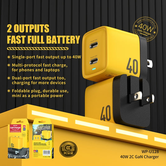 WK WP-U128 40W Dual USB-C/Type-C Interface Gallium Nitride Charger,Specifications: US Plug by WK
