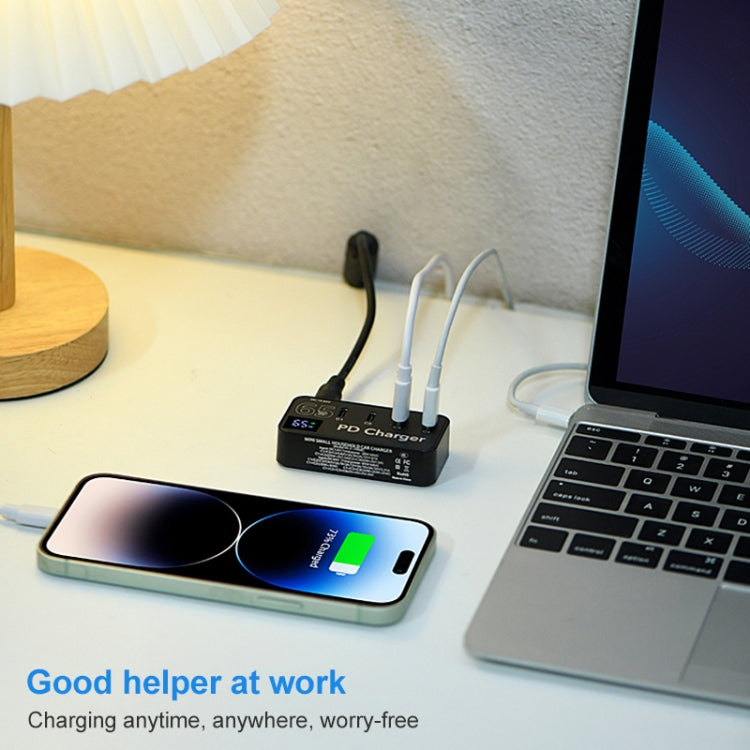 988B 5 in 1 DC 24V Dual USB-C/Type-C+3 USB Ports Multifunctional Digital Display Fast Charger by buy2fix