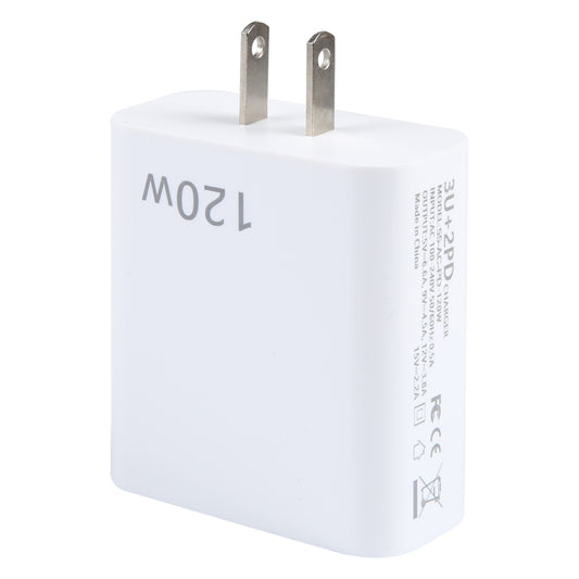 120W Dual PD Type-C + 3 x USB Multi Port Charger, US Plug by buy2fix