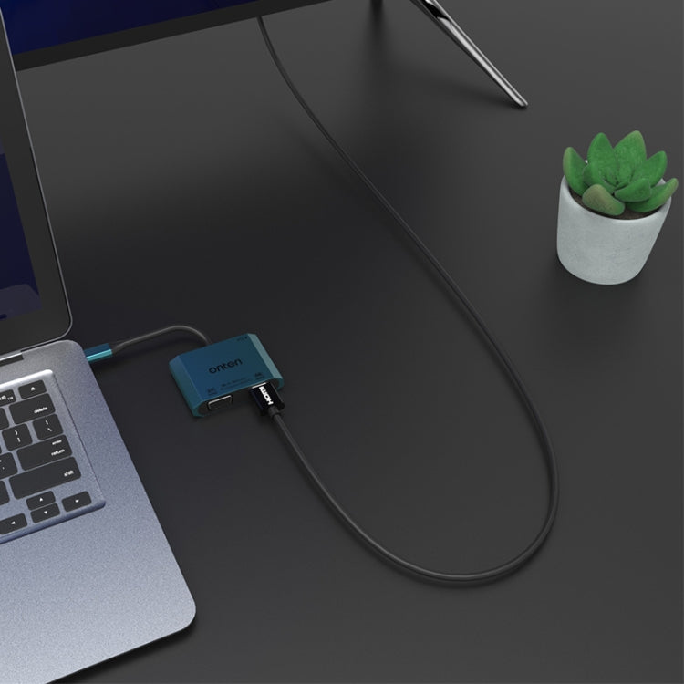 Onten M205 3 in 1 Type-C to HDMI+VGA+PD Fast Charge Video Converter (Grey) by Onten