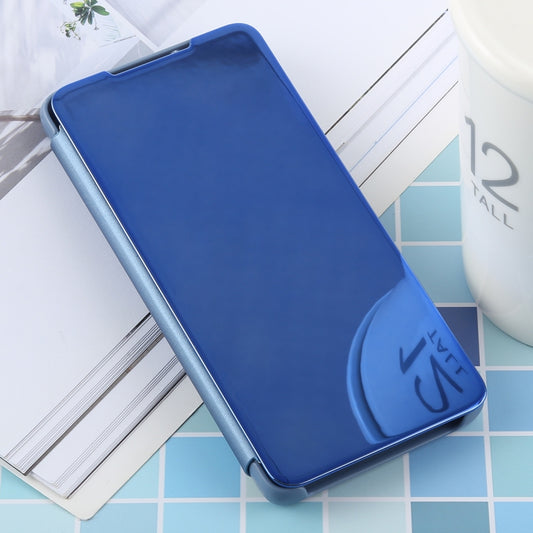 PU Electroplating Mirror Horizontal Flip Leather Case for Galaxy S10 Plus, with Holder(Blue) by buy2fix