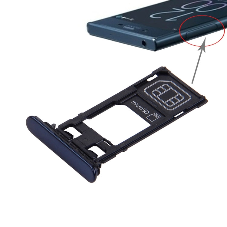 SIM Card Tray + Micro SD Card Tray for Sony Xperia XZ (Single SIM Version)(Dark Blue) by buy2fix
