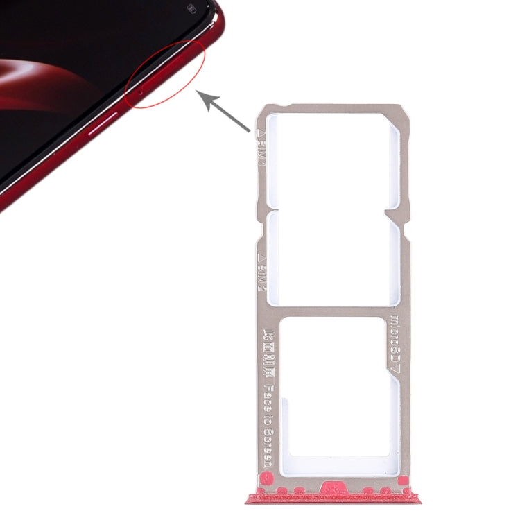For OPPO A3 2 x SIM Card Tray + Micro SD Card Tray (Red) by buy2fix