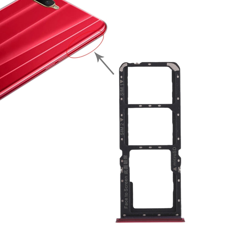 For OPPO K1 2 x SIM Card Tray + Micro SD Card Tray (Red) by buy2fix