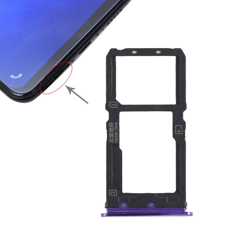 For Vivo X21 SIM Card Tray + SIM Card Tray / Micro SD Card Tray (Purple) by buy2fix