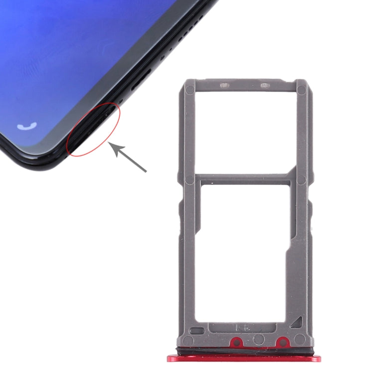 For Vivo X21 SIM Card Tray + SIM Card Tray / Micro SD Card Tray (Red) by buy2fix