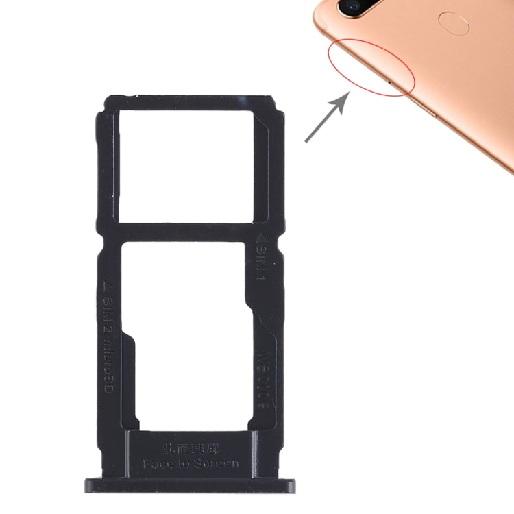 For OPPO R11s Plus SIM Card Tray + SIM Card Tray / Micro SD Card Tray (Black) by buy2fix