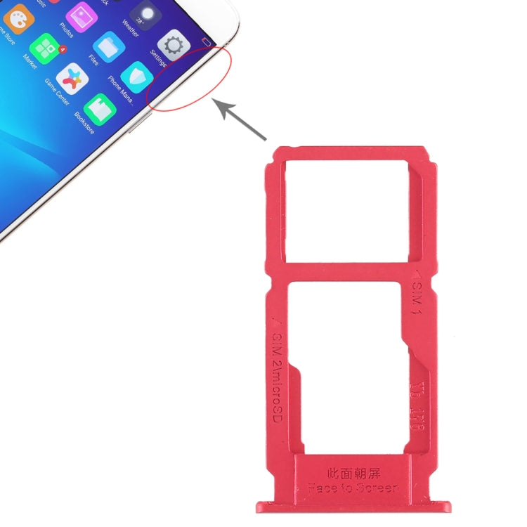 For OPPO R11 SIM Card Tray + SIM Card Tray / Micro SD Card Tray (Red) by buy2fix