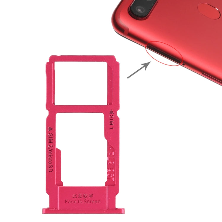For OPPO R11s SIM Card Tray + SIM Card Tray / Micro SD Card Tray (Red) by buy2fix