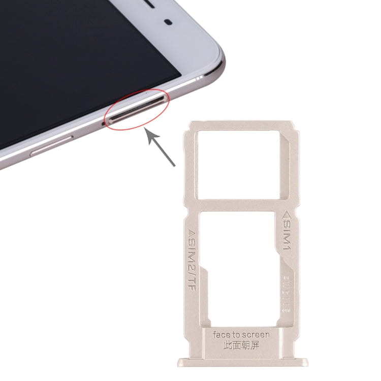 For OPPO R9sk SIM Card Tray + SIM Card Tray / Micro SD Card Tray (Gold) by buy2fix