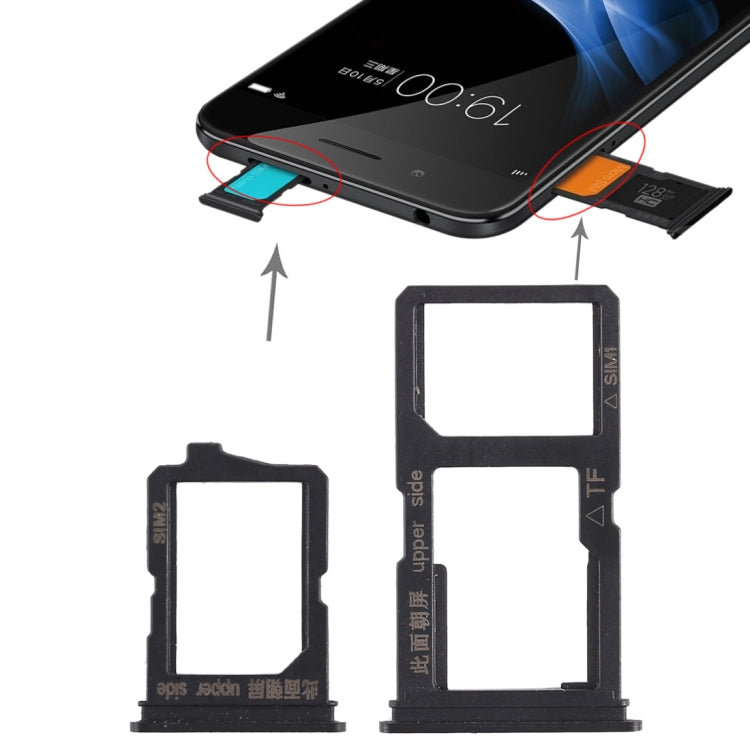 For Vivo Y66 2 x SIM Card Tray + Micro SD Card Tray (Black) by buy2fix