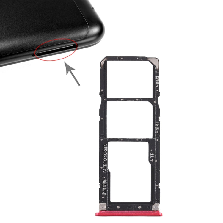 2 x SIM Card Tray + Micro SD Card Tray for Xiaomi Redmi 6 Pro(Red) by buy2fix