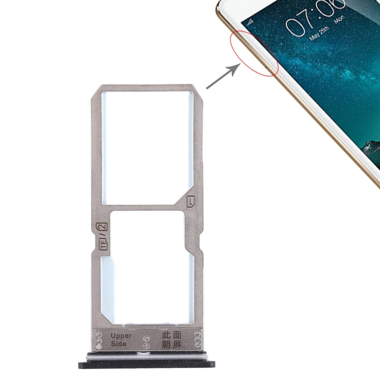 For Vivo Y67 SIM Card Tray + SIM Card Tray / Micro SD Card Tray (Black) by buy2fix