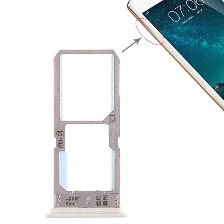For Vivo Y67 SIM Card Tray + SIM Card Tray / Micro SD Card Tray (Gold) by buy2fix