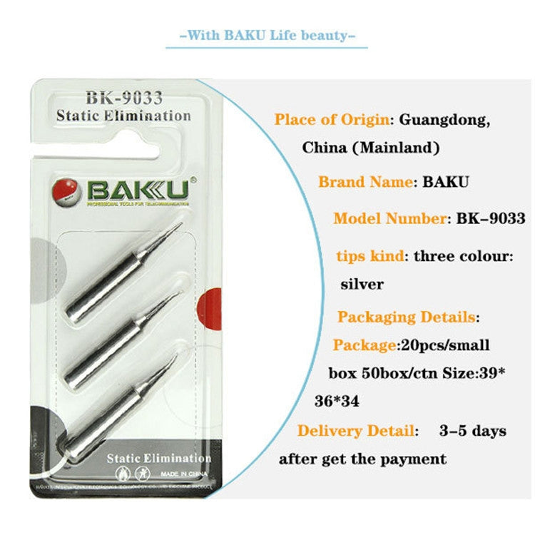 BAKU BK-9033 3 in 1 Lead-free Soldering Iron Tip for Solder Station by BAKU