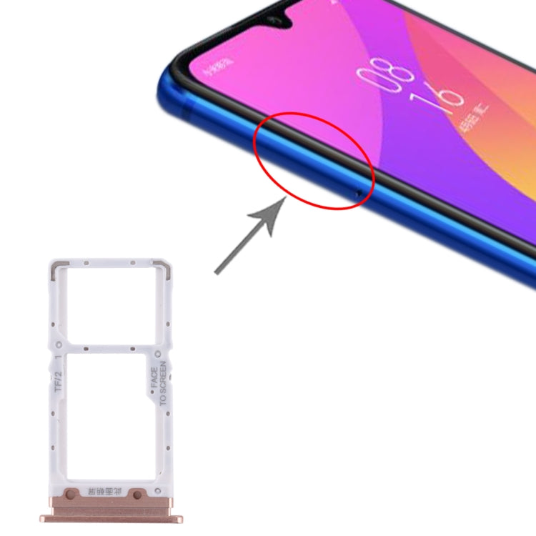 SIM Card Tray + SIM Card Tray / Micro SD Card Tray for Xiaomi Mi CC9 (Gold) by buy2fix