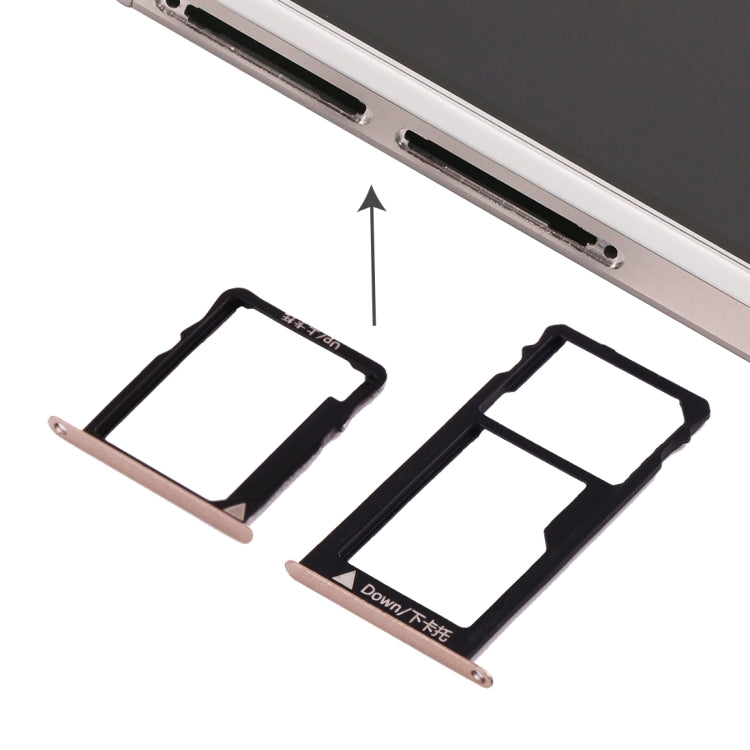 For Huawei Honor 5X / GR5 Micro SIM Card Tray + Nano SIM & Micro SD Card Tray(Gold) by buy2fix