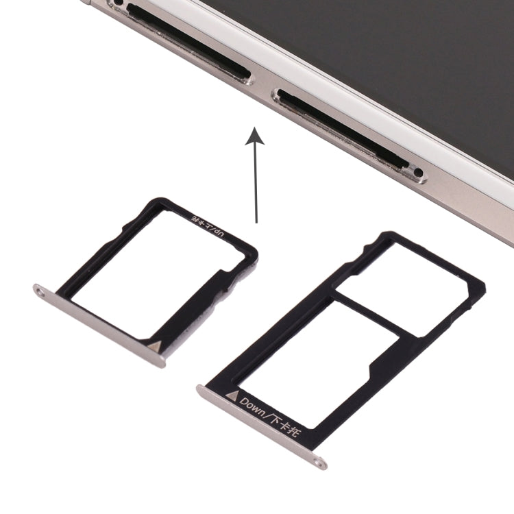 For Huawei Honor 5X / GR5 Micro SIM Card Tray + Nano SIM & Micro SD Card Tray(Silver) by buy2fix
