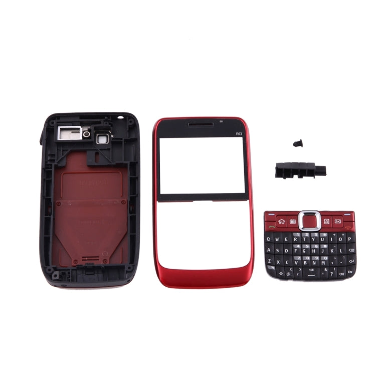 Full Housing Cover (Front Cover + Middle Frame Bezel + Battery Back Cover + Keyboard) for Nokia E63(Red) by buy2fix
