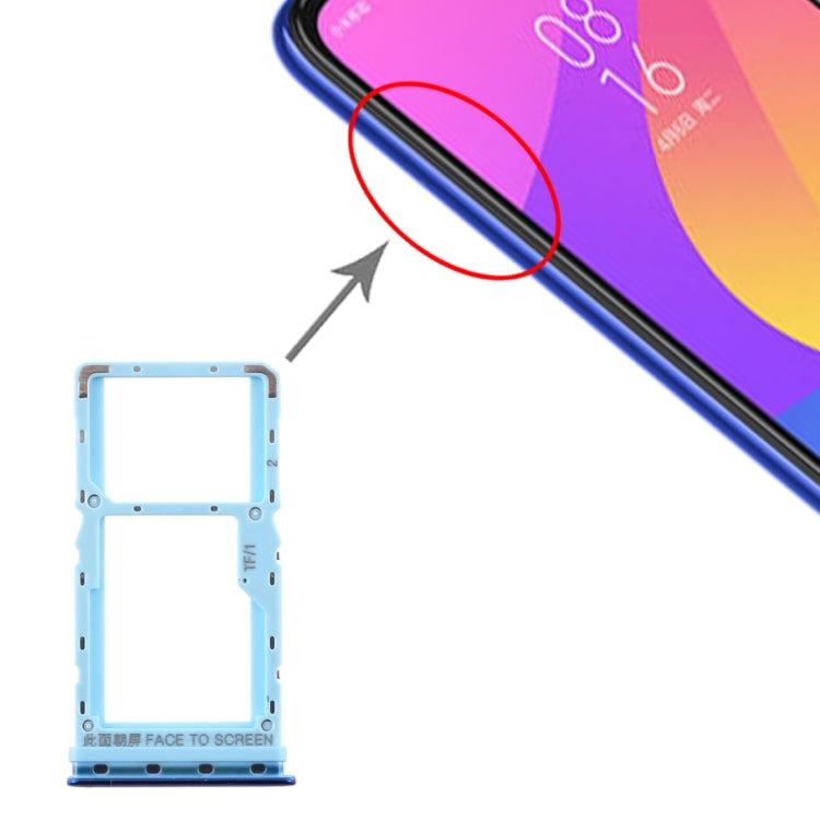 SIM Card Tray + SIM Card Tray / Micro SD Card Tray for Xiaomi Mi CC9e / Mi A3(Blue) by buy2fix